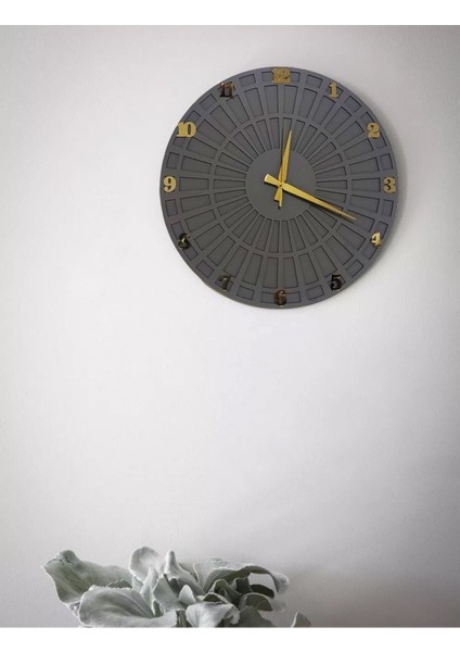 Gri Ahşap Dekoratif Sessiz Mekanizmalı Duvar Saati