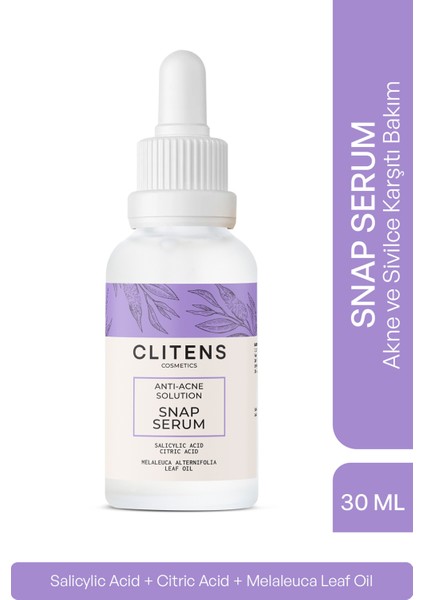 Clitens Snap Serum 30 ml – Akne, Siyah Nokta Karşıtı Soyulabilir Yüz Serumu