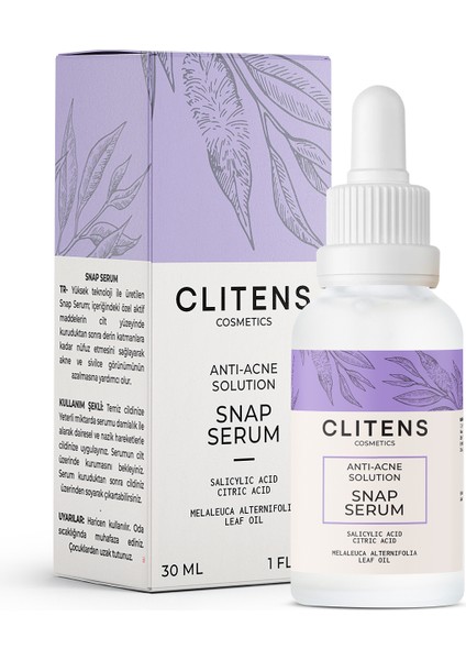 Clitens Snap Serum 30 ml – Akne, Siyah Nokta Karşıtı Soyulabilir Yüz Serumu