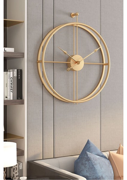 Modern 75X85 cm Altın Renkli Ispanyol Tarzı Dekoratif Duvar Saati