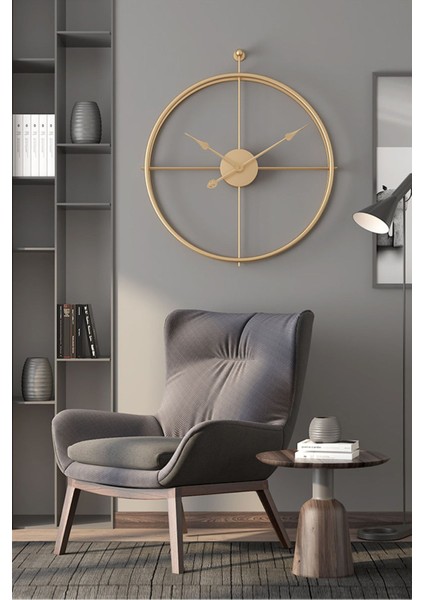 Modern 75X85 cm Altın Renkli Ispanyol Tarzı Dekoratif Duvar Saati