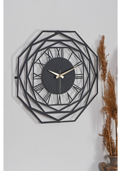 Modern 50CM Siyah Metal Duvar Saati, Sessiz Mekanizma