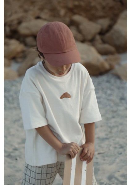Kruvasan Nakışlı Havlu Efektli Kız,erkek Bebek,çocuk Oversize Tshirt– Nefes Alabilir %100 Pamuk Kumaş