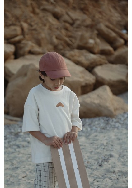 Kruvasan Nakışlı Havlu Efektli Kız,erkek Bebek,çocuk Oversize Tshirt– Nefes Alabilir %100 Pamuk Kumaş indirimleri