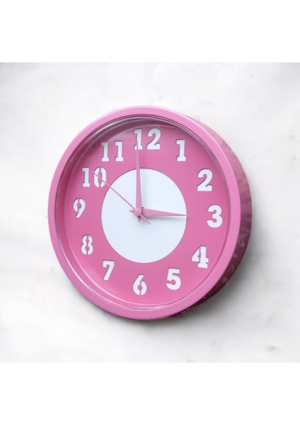 Küçük Çocuk Kız Odası Pembe Beyaz Plastik Duvar Saati Çap 22 cm fiyatları