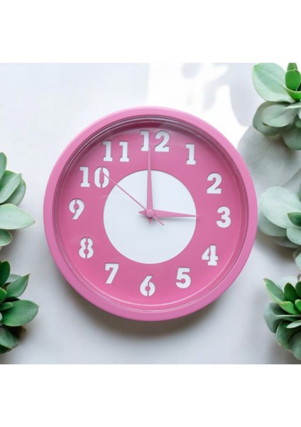 Küçük Çocuk Kız Odası Pembe Beyaz Plastik Duvar Saati Çap 22 cm fırsatları