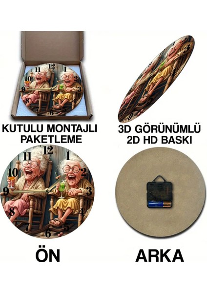 Sessiz Yuvarlak Ahşap Duvar Saati, 3D ve 2d Görünümlü, Kuvars Hareketli, Şık Tasarım indirimleri
