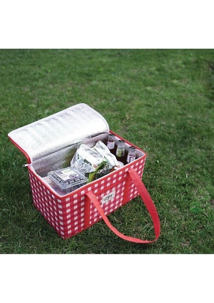 Kırmızı Termo Lüks Piknik Çantası Kırmızı Ekoseli 35 x 20 x 20 cm 25-29,9 L Tr modelleri