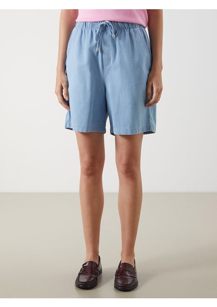 Yeni Sezon Beli Lastikli Kadin Jean Sort - S5PP92Z8