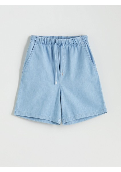 Yeni Sezon Beli Lastikli Kadin Jean Sort - S5PP92Z8