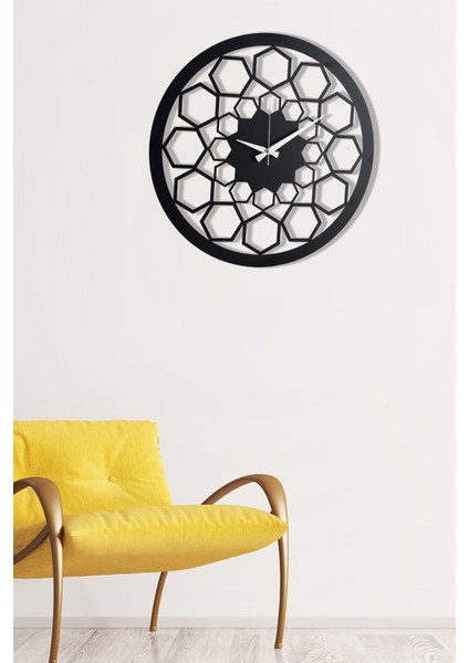 50CM Siyah Metal Duvar Saati, Sessiz Mekanizma, Modern Tasarım