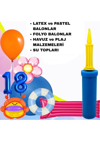 Renkli Balon Şişirme Pompası 1 Adet Pratik ve Hızlı El Pompası Çift Taraflı Şişirme