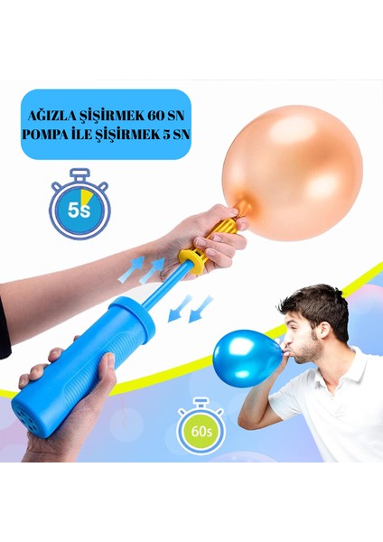 Renkli Balon Şişirme Pompası 1 Adet Pratik ve Hızlı El Pompası Çift Taraflı Şişirme