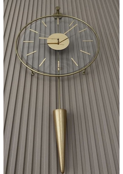 Modern Metal Cam Duvar Saati 37X85, Şık ve Zarif Dekorasyon Parçası