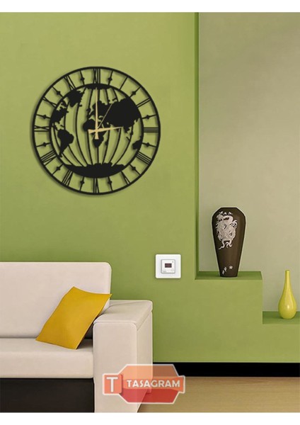 Şık Metal Duvar Saati, Siyah Tasarım, Modern Ev Dekoru