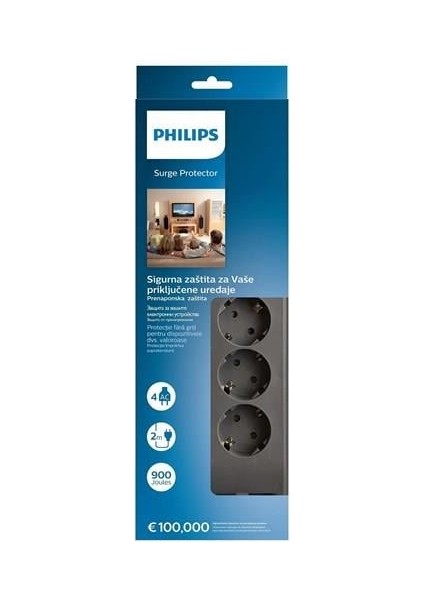 Phılıps 4-Lü SPN3140A/62 900 Joules Akım Koruma Prizi Gri fırsatları