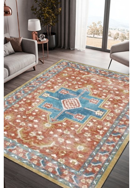 Klasik Kilim Desenli Salon Halısı Dijital Baskılı Dokuma Kaymaz Tabanlı Yıkanabilir Antialerjik Oturma Odası Halısı