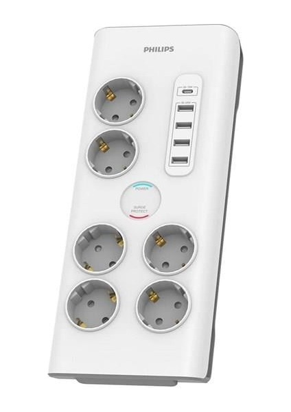 Phılıps 6-Lı SPN7060WA/62 900 Joules Akım Koruma Prizi Beyaz 4-Usb/1-Typec