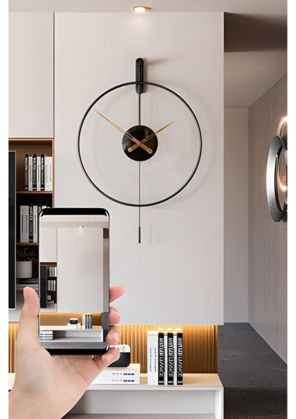 Modern 60 cm Siyah Sarkaçlı Metal Duvar Saati, Şık ve Kullanışlı Dekoratif Tasarım fiyatları