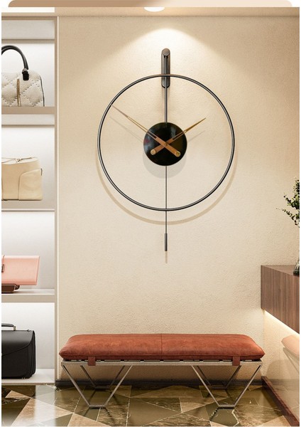 Modern 60 cm Siyah Sarkaçlı Metal Duvar Saati, Şık ve Kullanışlı Dekoratif Tasarım fırsatları