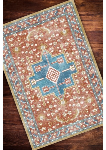 Klasik Kilim Desenli Salon Halısı Dijital Baskılı Dokuma Kaymaz Tabanlı Yıkanabilir Antialerjik Oturma Odası Halısı