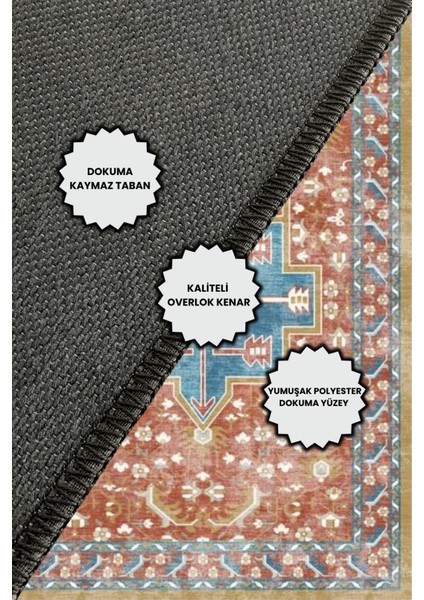 Klasik Kilim Desenli Salon Halısı Dijital Baskılı Dokuma Kaymaz Tabanlı Yıkanabilir Antialerjik Oturma Odası Halısı