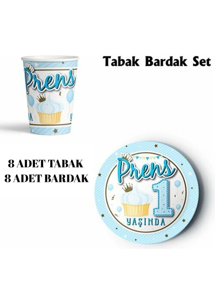 Prens 1 Yaşında Tabak Bardak Seti – Erkek Bebek Doğum Günü Için Parti Sofra Takımı