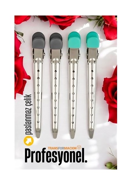 Saç Klipsi Metal 304 Çelik Toka Profesyonel 4 Adet