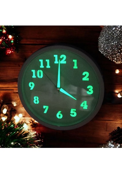 Fosforlu Beyaz Duvar Saati 22 Cm, Kek Kalıbı ve Bez Çanta Hediyeli, Siyah Yeşil modelleri