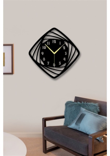 Siyah Ahşap Hipnoz Duvar Saati 45X45 Cm, Şık ve Modern Duvar Dekoru fiyatları