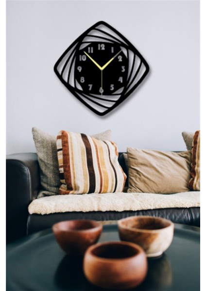Siyah Ahşap Hipnoz Duvar Saati 45X45 Cm, Şık ve Modern Duvar Dekoru modelleri