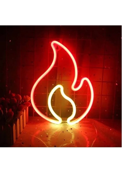 Büro Ev Ofis Mağaza Için Alev Motif Duvara Asmılır Neon LED Dekoratif Işık