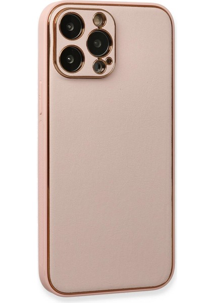 iPhone 13 Pro Kılıf Coco Deri Silikon Kapak - Pembe