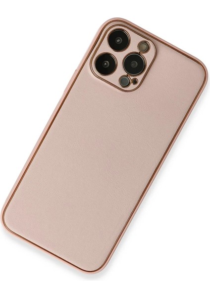 iPhone 13 Pro Kılıf Coco Deri Silikon Kapak - Pembe