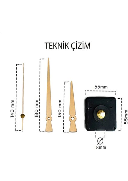 Sessiz, 1. Sınıf Akım Saat Mekanizması, Askılı ve 3D Saat Uyumlu, Şık Tasarım modelleri