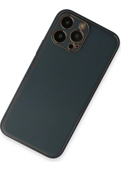 iPhone 13 Pro Max Kılıf Coco Deri Silikon Kapak - Mavi