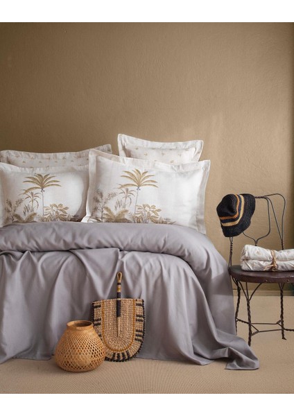 Çift Kişilik Bambu Pıke Takımı Noble Grı - Pıke Takımı