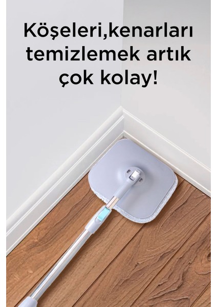Temiz Kirli Suyu Ayıran Otomatik Temizlik Seti 3 Mop Bezli Paspas