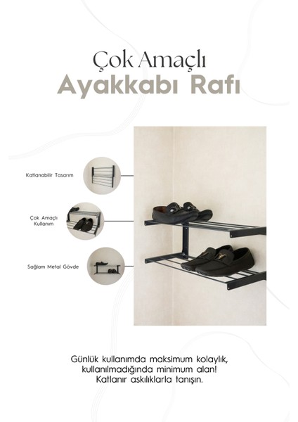 HE Dizayn Aksesuar Çok Amaçlı Katlanabilir Ayakkabı Rafı - 60X45 cm fiyatları