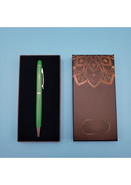 Büro Ev Ofis Hediyesi Için Mandala Kutulu Yeşil Touchpen Kalem