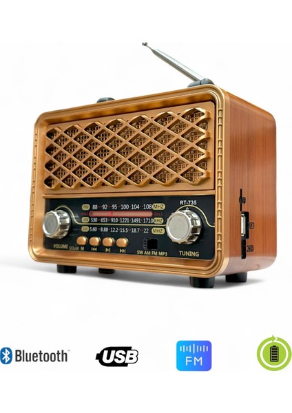 Nostaljik Trend Radyo,güneş Panelli Eskitme Radyo(Bluetooth Özellikli)