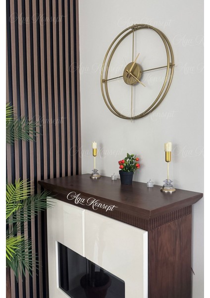Şık Altın Renk Orta Boy Ferforje Metal Minimalist Duvar Saati fırsatları
