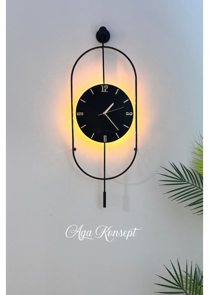 Modern Siyah Metal Duvar Saati, LED Işıklı, Şık ve Zarif Tasarım