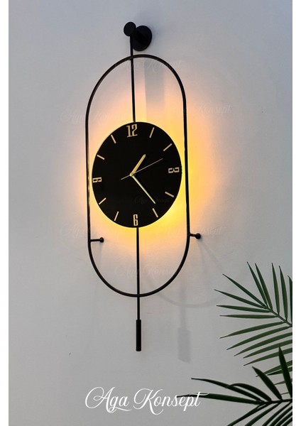 Modern Siyah Metal Duvar Saati, LED Işıklı, Şık ve Zarif Tasarım fiyatları