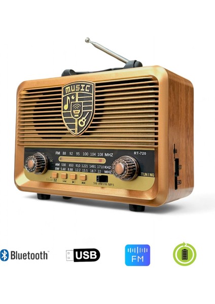 Güneş Panelli Nostaljik Radyo,bluetooth Özellikli Nostalji Radyo