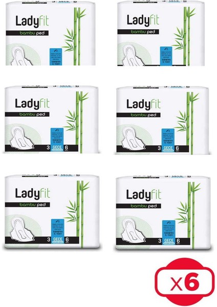 Bambu Ped Gece 6’lı x 6 Paket 36 Adet