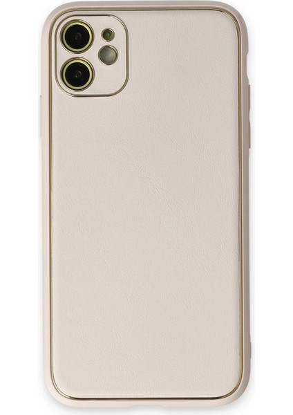 iPhone 12 Kılıf Coco Deri Silikon Kapak - Beyaz