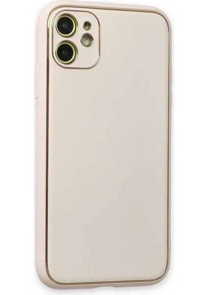 iPhone 12 Kılıf Coco Deri Silikon Kapak - Beyaz