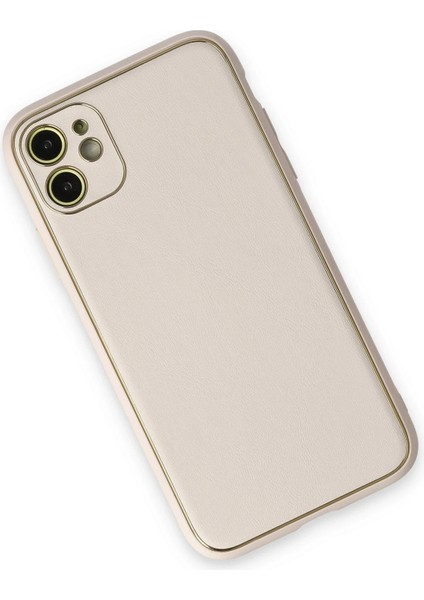 iPhone 12 Kılıf Coco Deri Silikon Kapak - Beyaz