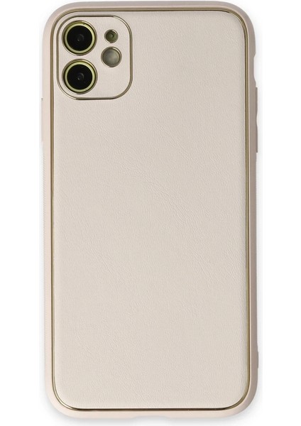 iPhone 12 Kılıf Coco Deri Silikon Kapak - Beyaz